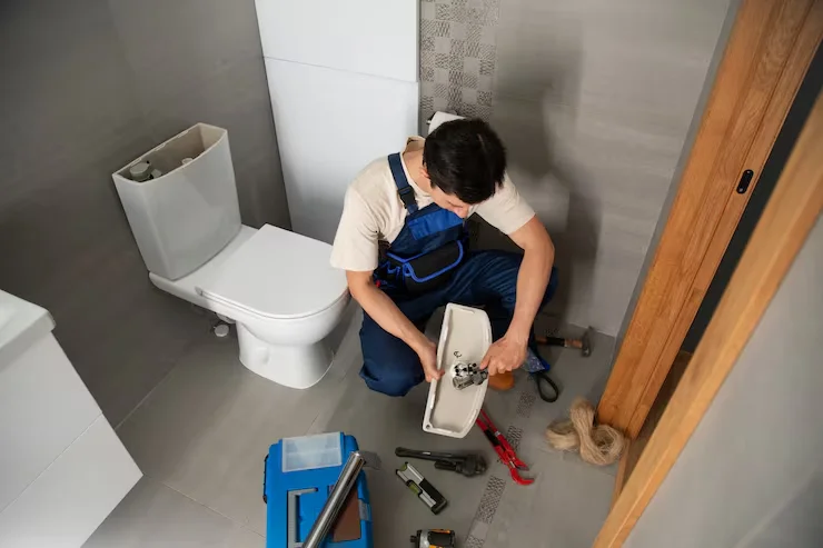 Modern clean toilet installation